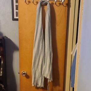 Elegant Striped Scarf in Light Blue and Gray
